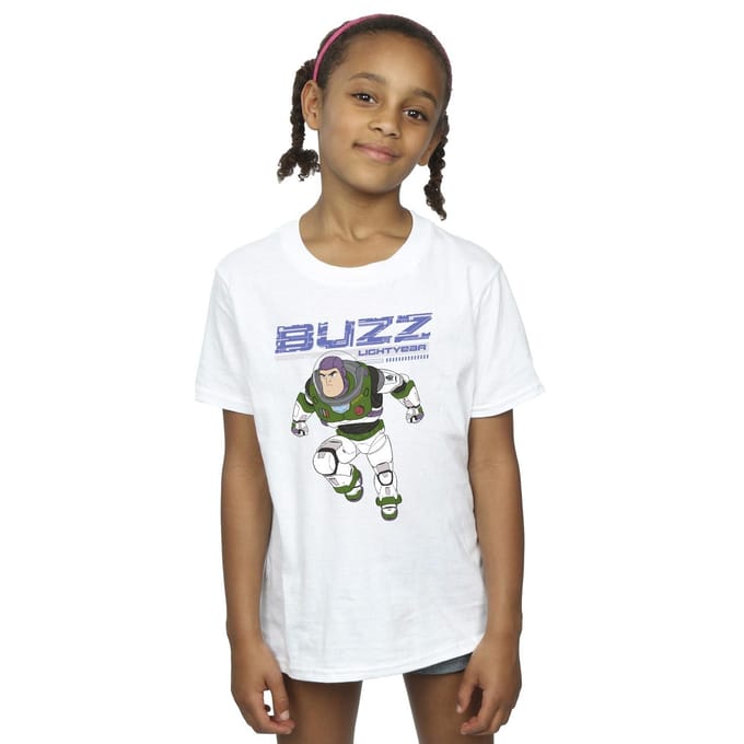 Disney Meisjes Lightyear Buzz Sprong naar Actie Katoenen T-Shirt (Wit)