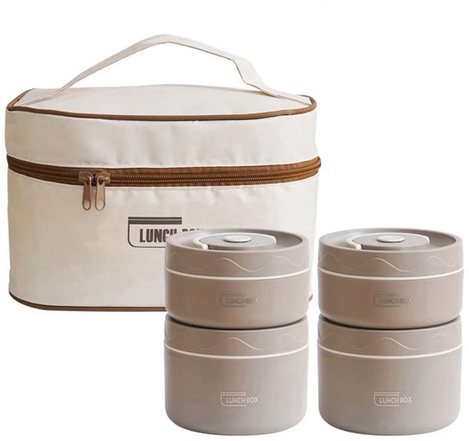 Hauskraft Thermische Lunchbox Set – 5-delig - RVS – Lekvrij & Isolerend – Bruin
