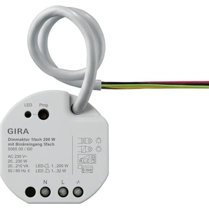 Gira One 200W Slim Dimming Actuator Met 3 Binaire Ingangen - 506500