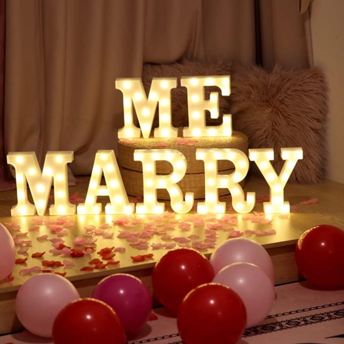 LED Verlichte Letters 'Marry Me' - Decoratie voor Bruiloft, Voorstel en Feest - Warm Wit Licht