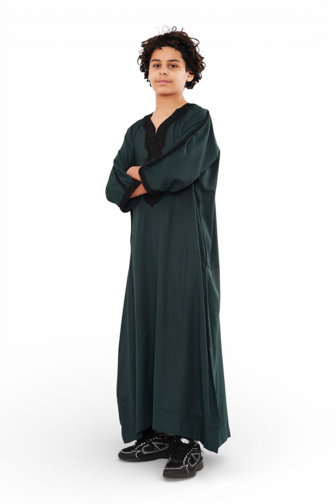 Kinderjongens groene Marokkaanse Thobe Jubba badjas Eid Djellaba Gandoura - K-HM62