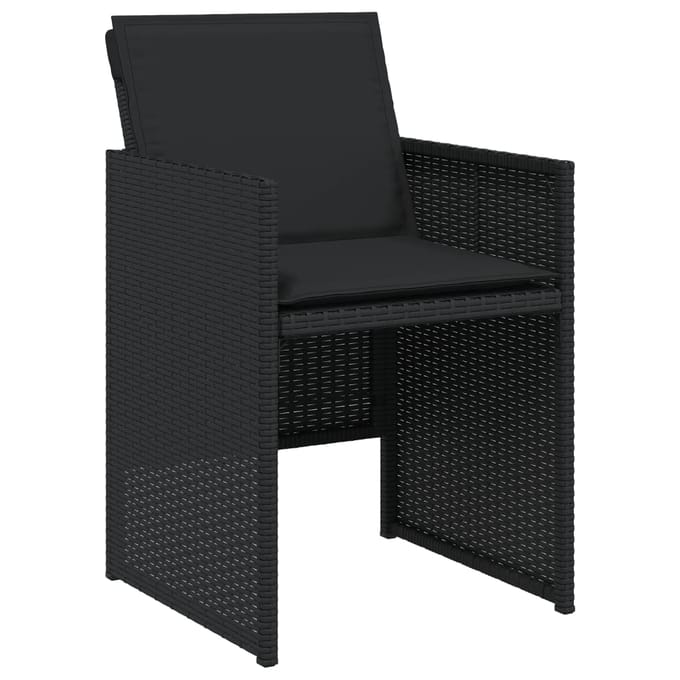 vidaXL - Tuinstoelen - 4 - st - met - kussens - poly - rattan - zwart