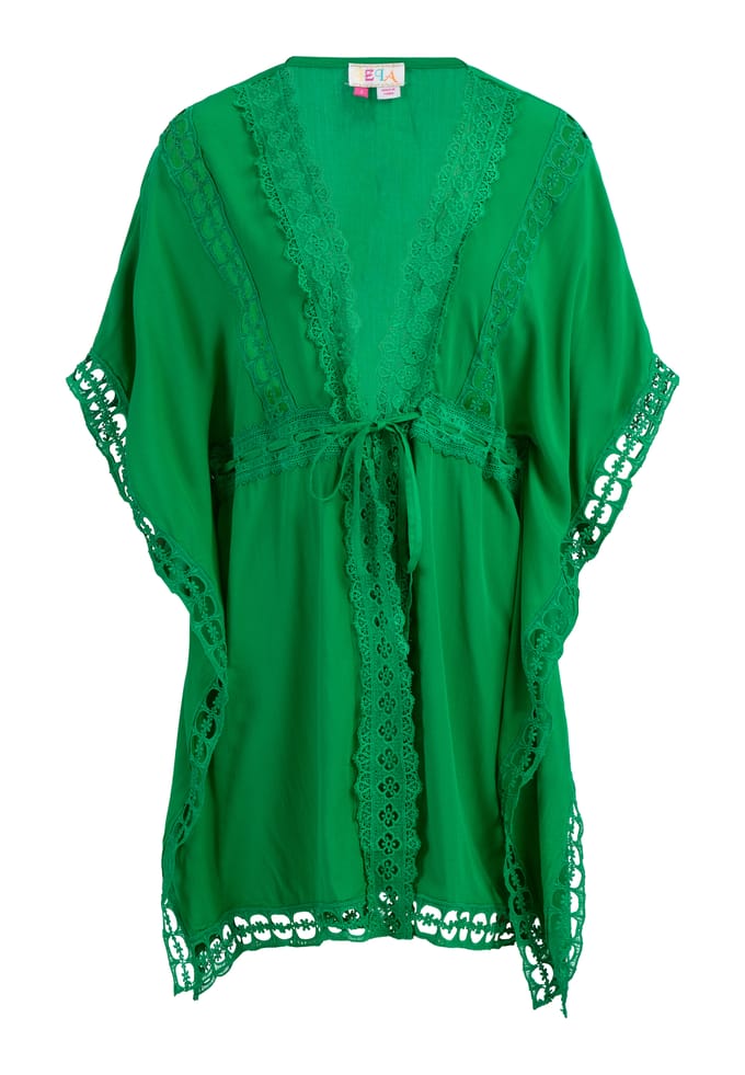 IZIA Kimono met gaatjeskant Dames groente
