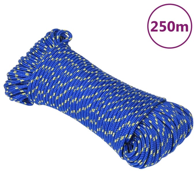 vidaXL Boottouw 4 mm 250 m polypropyleen blauw