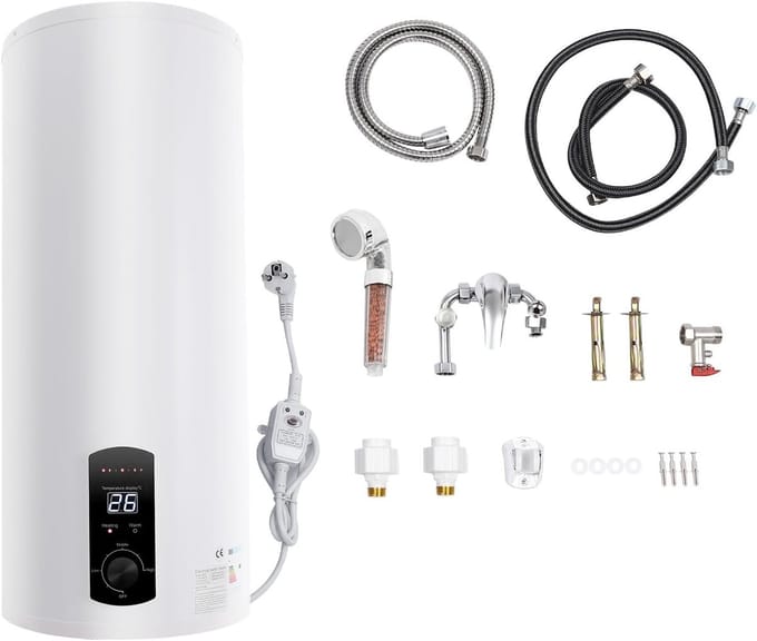 Elektrische Boiler - Warmwater Opslag - Direct Warm Water - Ruimtebesparend Wandmodel - 60 Liter Capaciteit - Wit