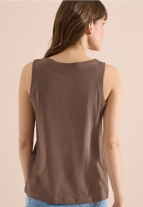 Top met gespleten hals in effen kleur