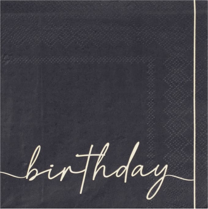 Ginger Ray - Servetten - champagne noir Happy Birthday