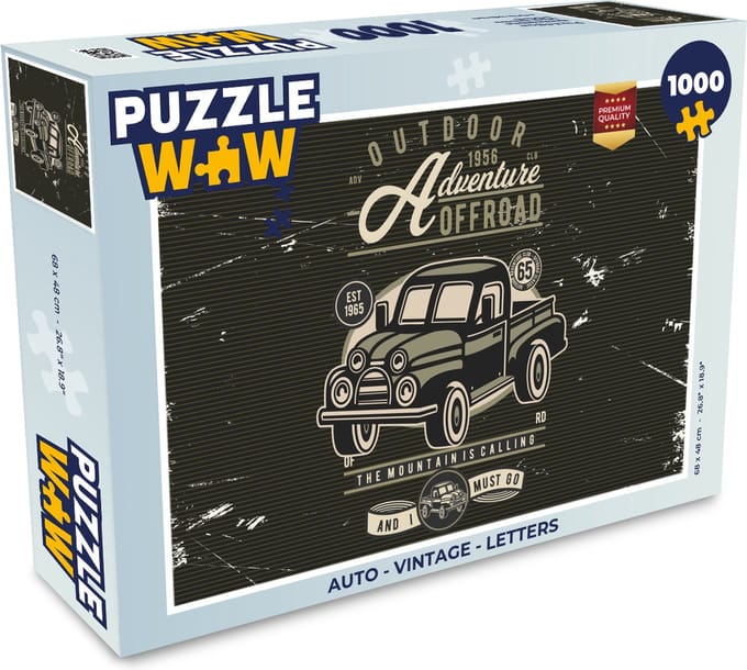 Puzzel Auto - Vintage - Letters - Legpuzzel - Puzzel 1000 stukjes volwassenen