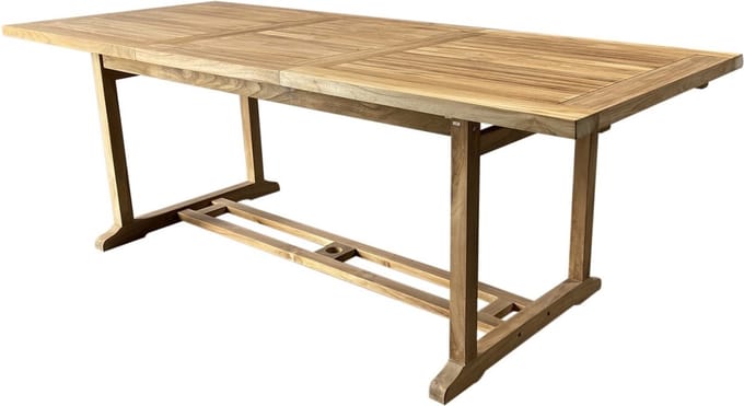 Rechthoekig uitschuifbare dining tuintafel 160-220x100xH76 cm bladdikte 4 cm teak