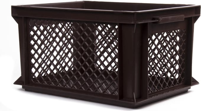 Lastpak Stevige kunststof fietskrat - geperforeerde bodem - bruin - 40x30x22 cm