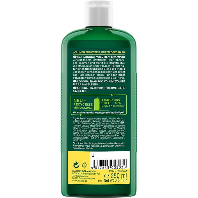 Logona Shampoo Volume Bier-Honing fijn haar