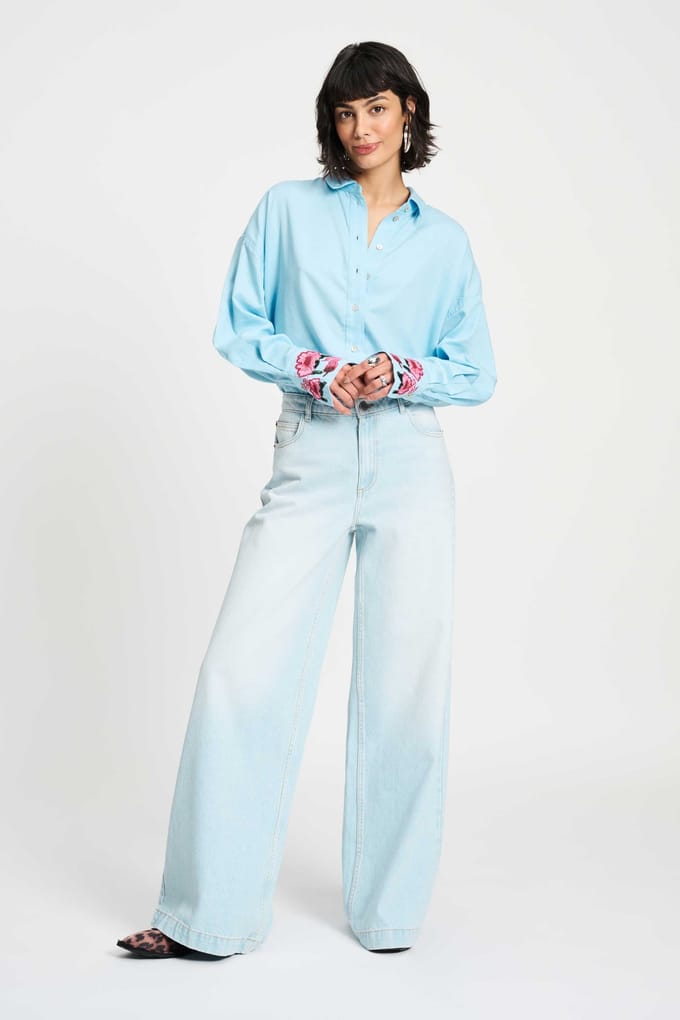 POM Amsterdam Blouse - Sky Blue Melange Taglia: 40 | Maglie a manica lunga Outlet | Donna | Blu