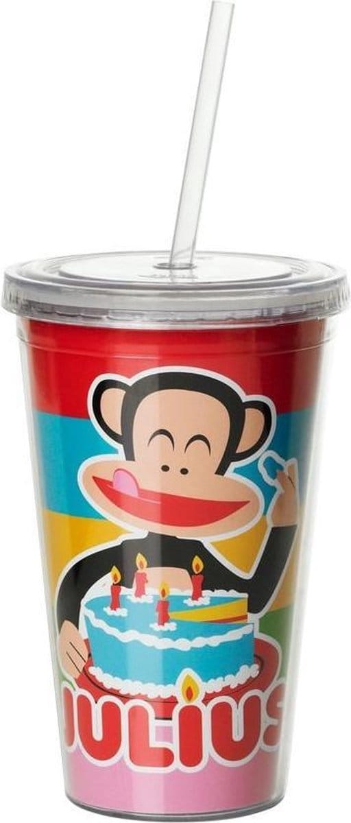 Paul Frank Drinkbeker - Incl rietje - 500 ml - B-Day - Roze