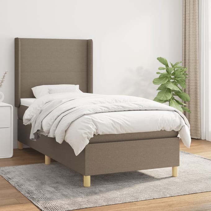 vidaXL - Boxspring - met - matras - stof - taupe - 80x200 - cm