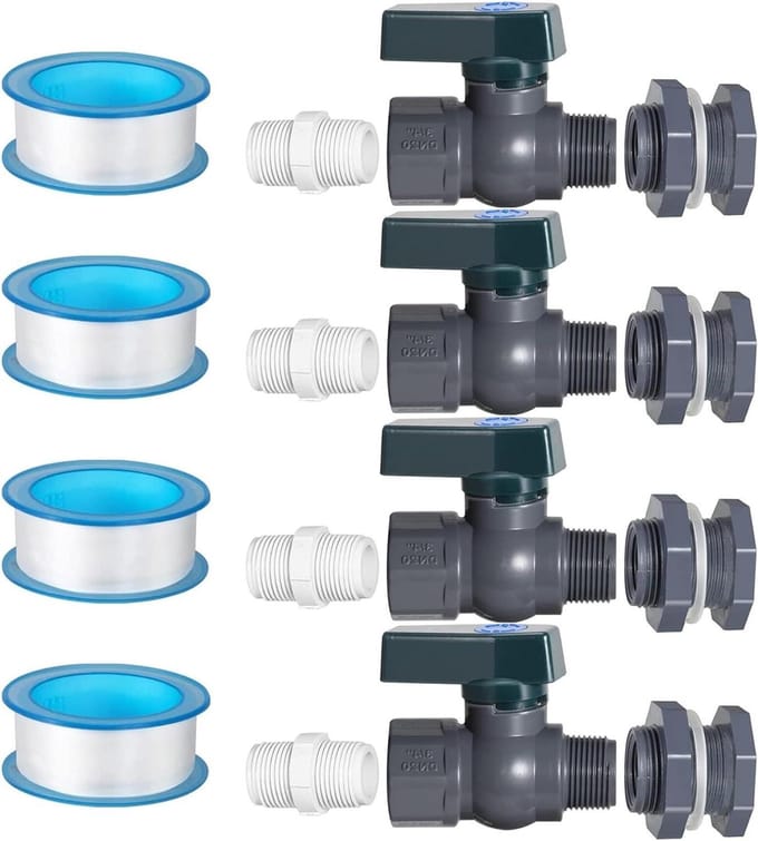 Regenton Kraan Set - Watervat Tappunt - Water Opslag - Universele Maat - 4 Stuks - Grijs