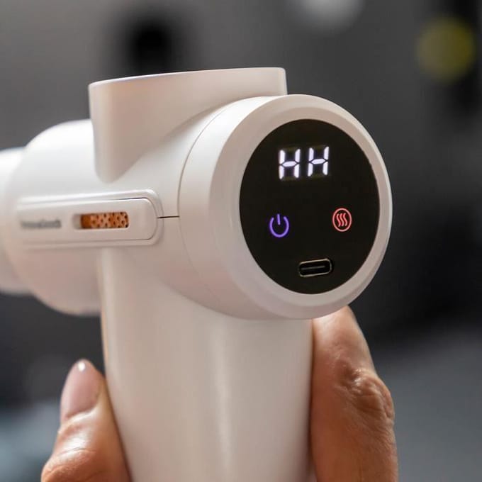 Pistolet de Massage - Hokgun - InnovaGoods - Chaud et Froid - Multifonction - Récupération Musculaire blanc