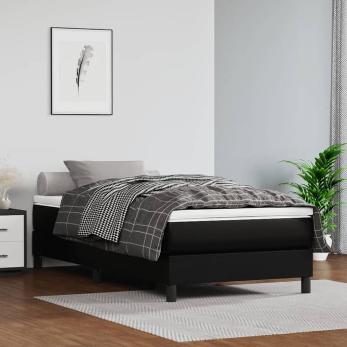 vidaXL - Pocketveringmatras - medium - 120x190x20 - cm - kunstleer - zwart