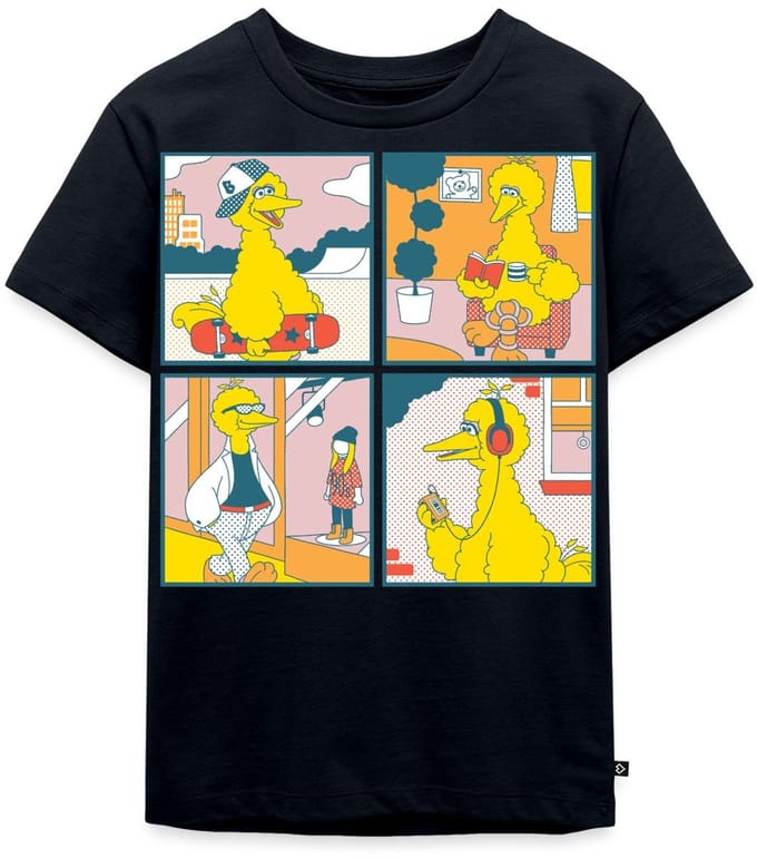 Sesamstraat Bibo Striptegels Premium T Shirt Kinderen