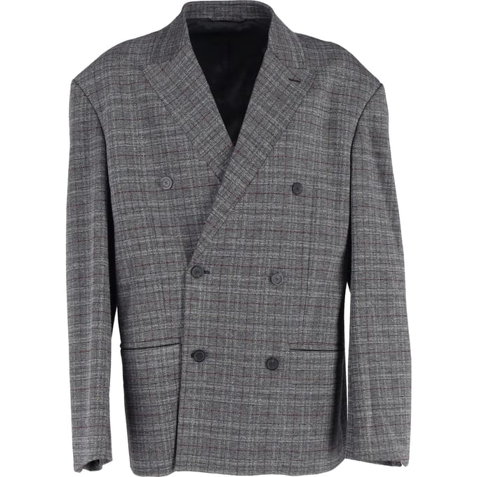 Balenciaga Double-Breasted Oversized geruite blazer in grijze viscose