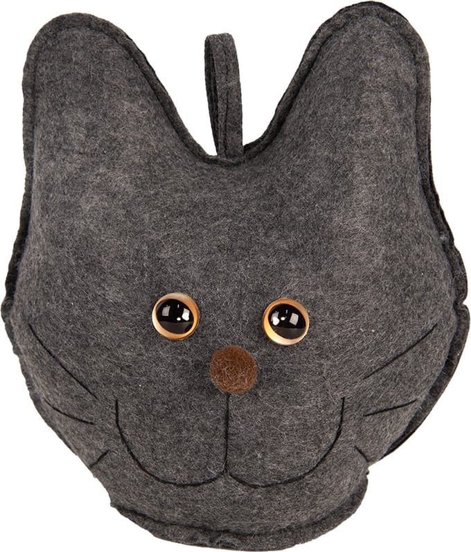 Clayre & Eef Deurstopper Kat 20x14x22 cm Grijs Synthetisch