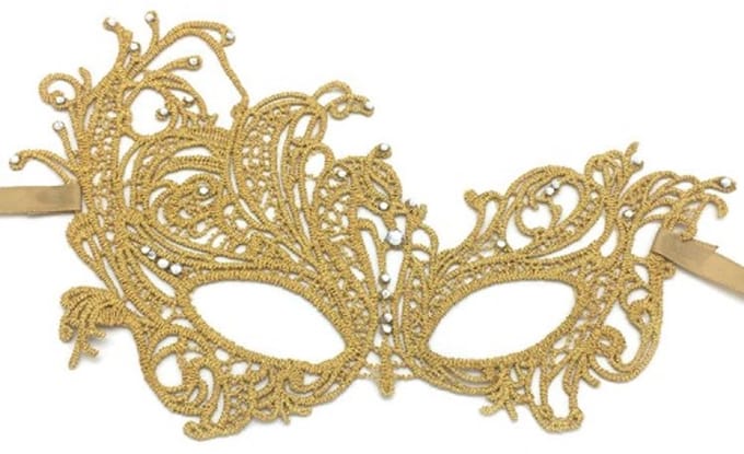 Sierlijk oogmasker met strass steentjes - Kant - Goudkleurig - One-size