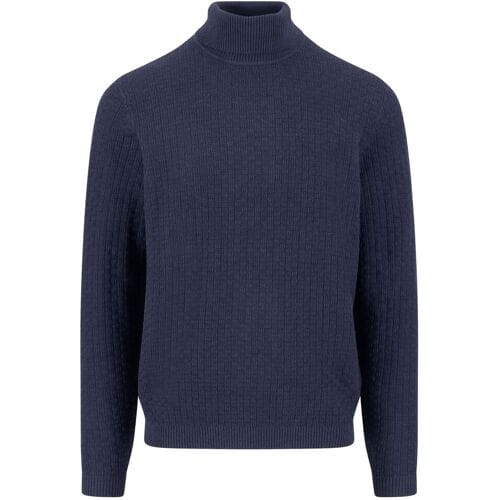 Fynch-Hatton Trui Rollneck Square Triple Stripe Texture Navy / male
