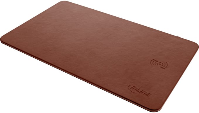 InLine® Mouse pad, wireless charging, 370x225x7mm, brown