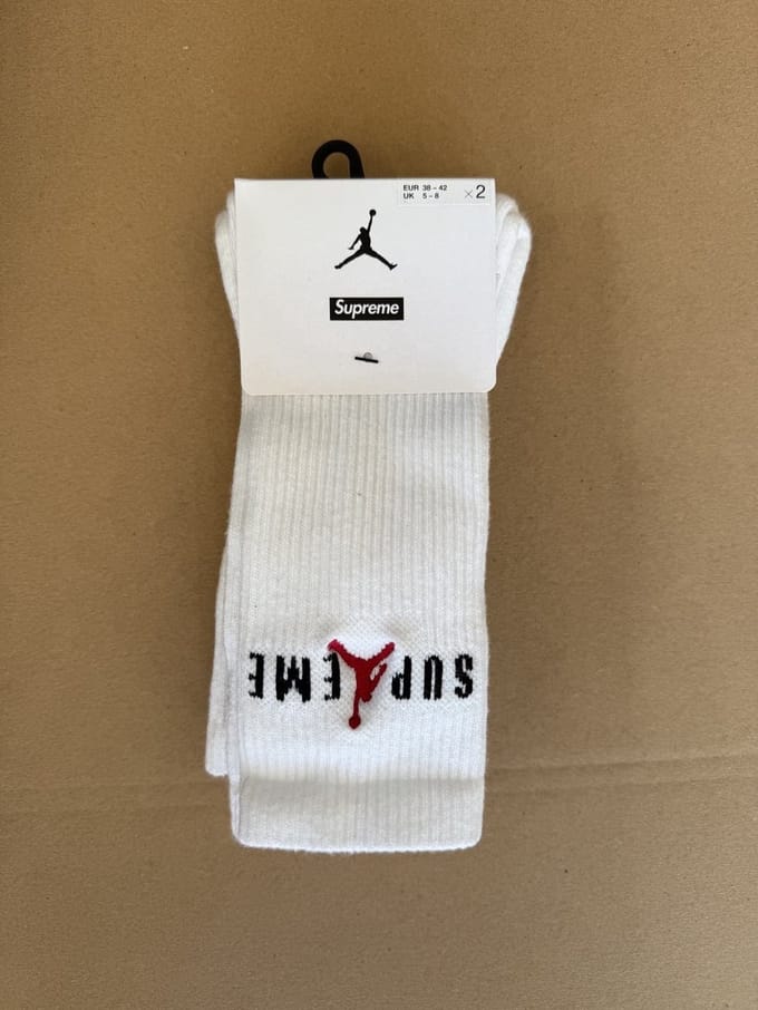 Jordan x Supreme Crew Sokken 2 pack - Wit - Maat 46 - 50