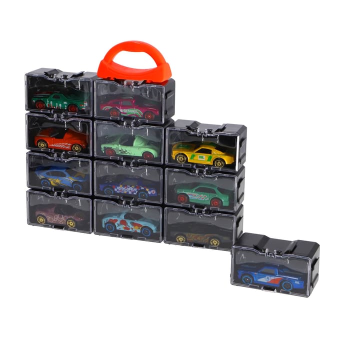 Rapid Wheels speelgoed opbergbox met 2 diecast auto's multicolor.