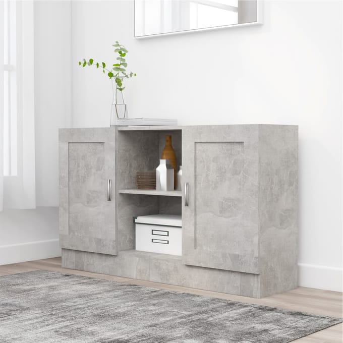 vidaXL - Dressoir - 120x30,5x70 - cm - bewerkt - hout - betongrijs