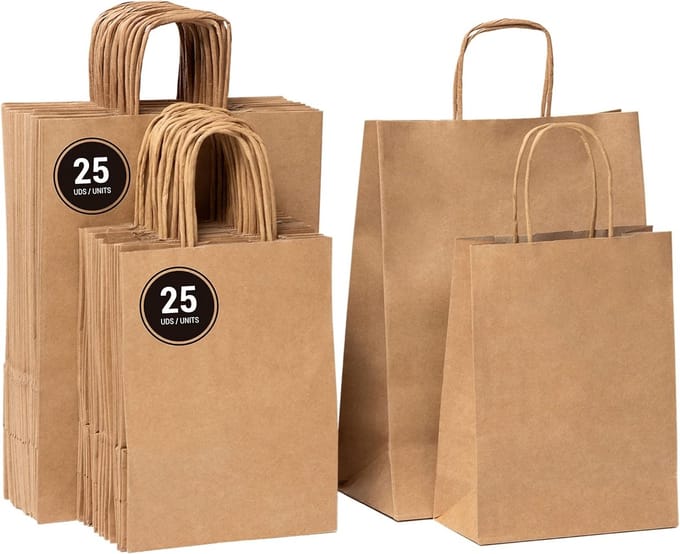 50 Kraft Papieren Zakken met Handvatten - 2 Maten (Groot & Klein)