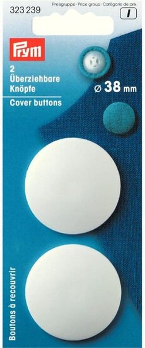 Prym Stofknopen kunststof 38 mm Witkleurig 2 Stuks