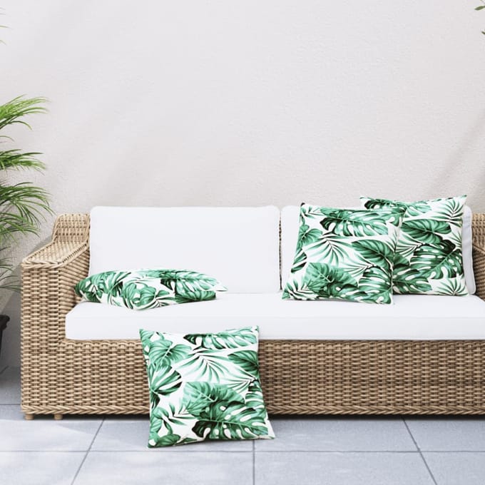 vidaXL - Bankkussens - 4 - st - bladpatroon - 60x60 - cm - stof