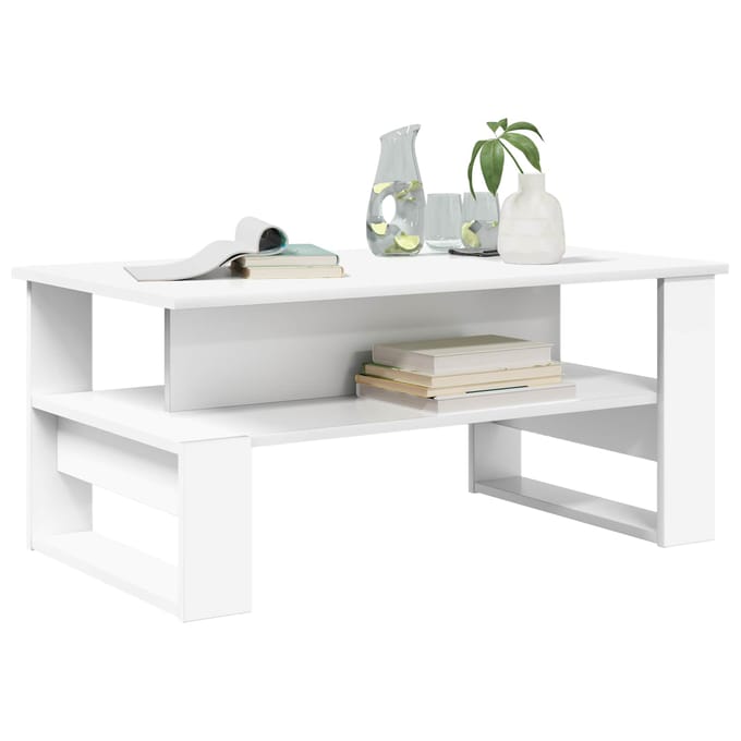 vidaXL - Salontafel - Wit - 90 - x - 50 - x - 40 - cm - Bewerkt - hout
