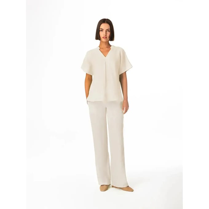 V-hals blouse voor dames Haris Cotton Essentials Front Pleat