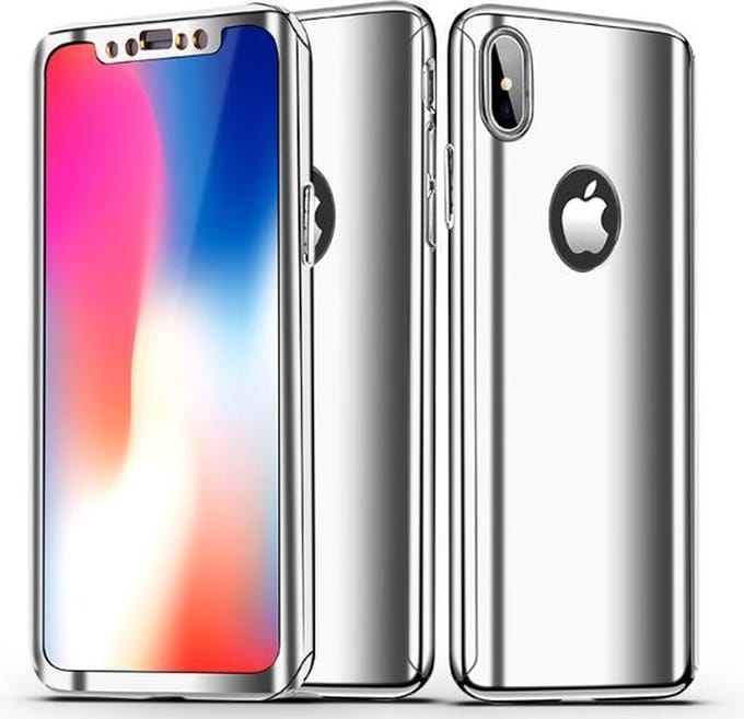 360-graden Beschermhoes Set voor iPhone X/XS _ Zilver
