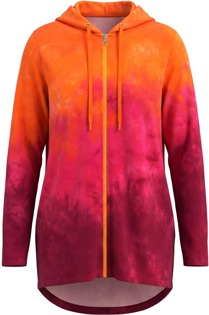 Angel of Style - Dames - Sweatvest A-lijn kleurverloop capuchon - Hibiscusrood - Maat 52