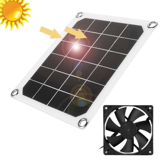 6V 10W Buiten Zonnepaneel Afzuigventilator USB Opladen voor Kas Kippenhok wit
