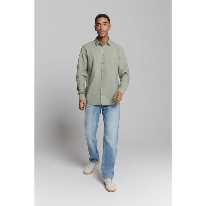 No Excess Shirt Solid With Linen Light Army Größe: XL | Casual hemden Outlet | Herren | Weiß