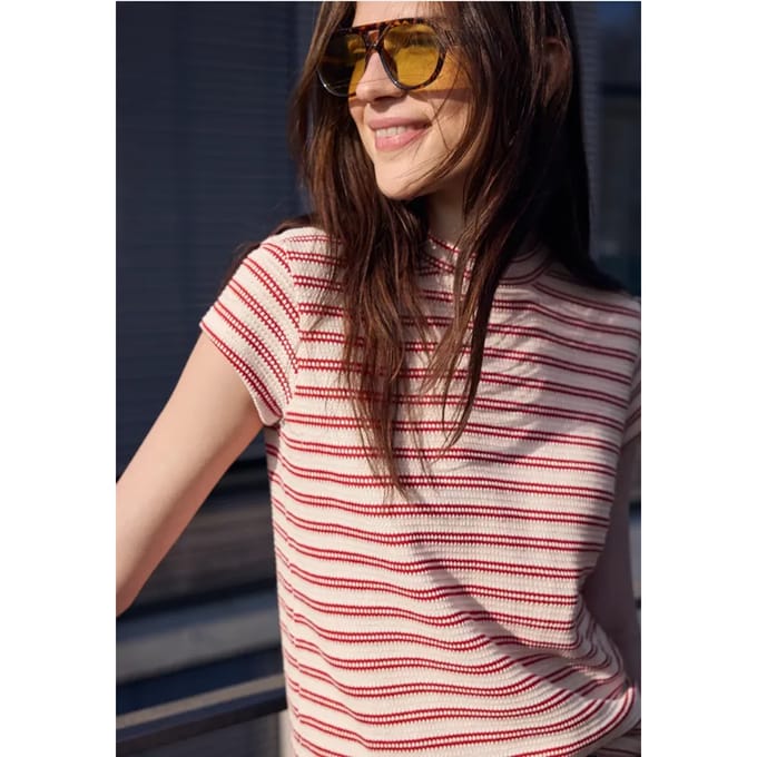 Shirt met korte mouwen en textuur