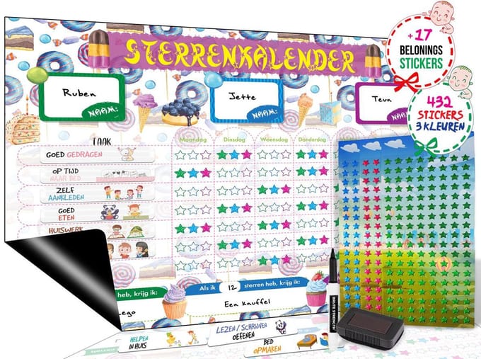 Brute Strength - Magnetisch Beloningssysteem (41) - A3 - Beloningskalender - Planborden - Weekplanner kind - Zindelijkheidstraining - Dagplanner