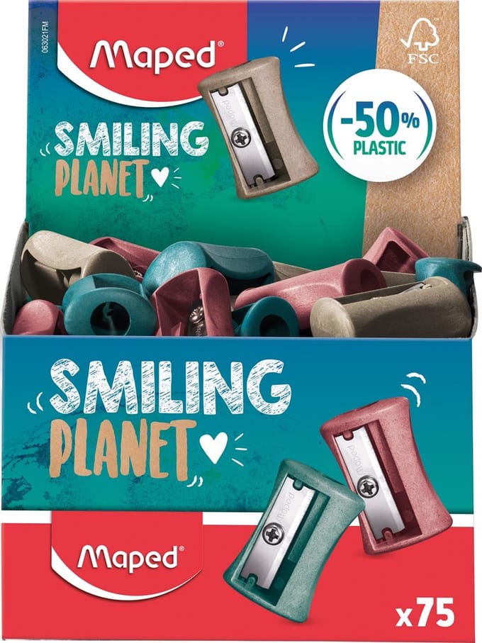 Maped Smiling Planet potloodslijper Vivo, 1-gaats, display van 75 stuks