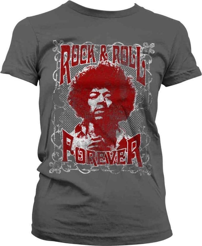 Jimi Hendrix Dames Tshirt -XL- Rock 'n Roll Forever Grijs