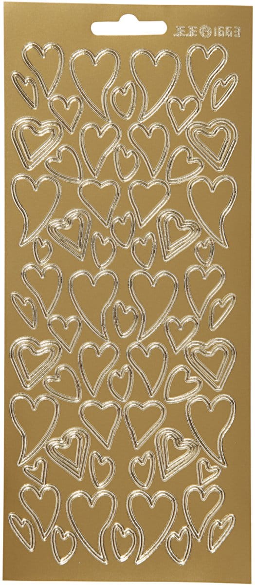 Stickers, harten, vel 10x23 cm, goud, 1 vel