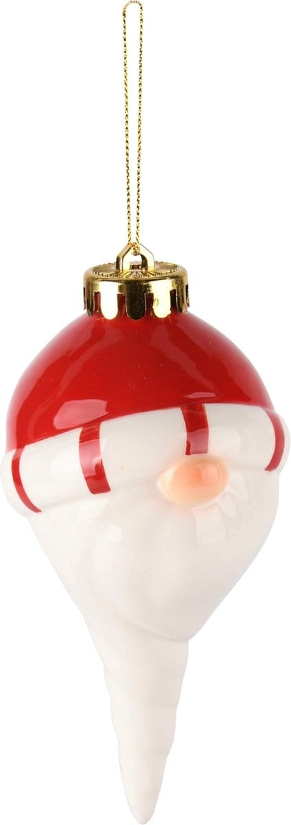 Dekoratief | Hanger kerstman, rood/wit, keramiek, 6x7x13cm | A245796