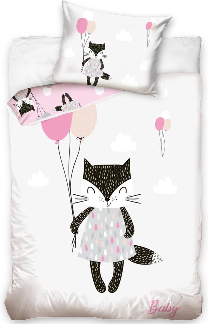 Poes - Baby Dekbedovertrek - 100 x 135 cm - Wit
