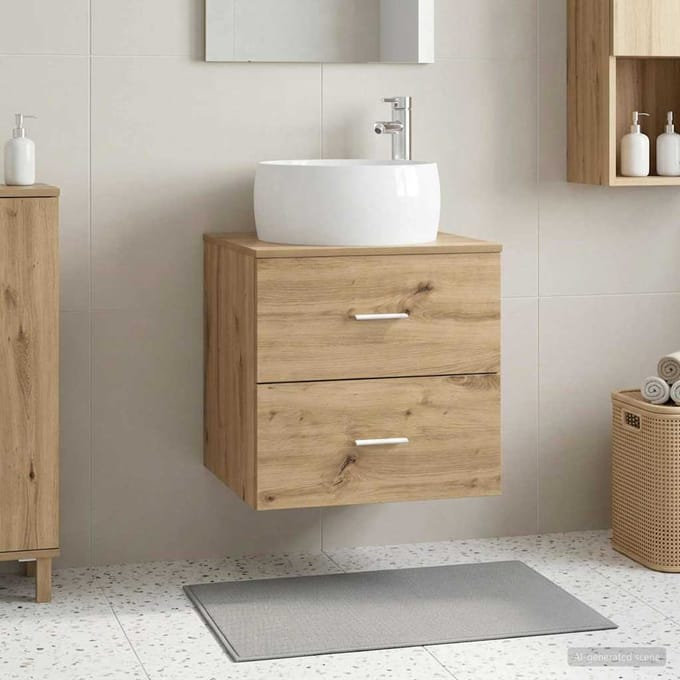 vidaXL - Wandgemonteerde - wastafel - van - een - meubel - Artisanaal - eiken