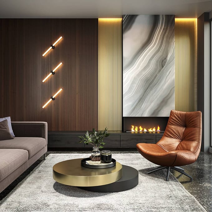 Maytoni LED wandlamp Axis, zwart, lengte 63 cm aluminium