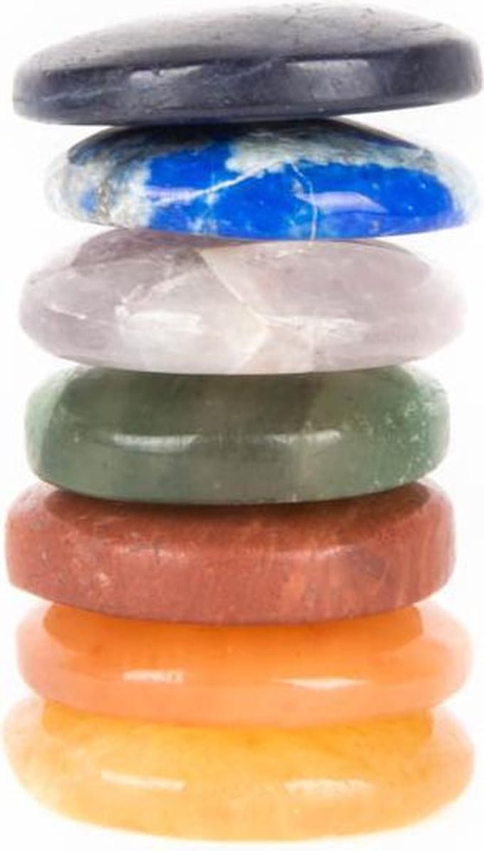 Edelstenen SET 7 chakra stenen rond - 3.5 - Fluweel - Edelsteen - S