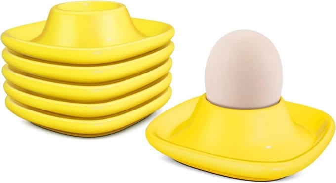 Eierdopjes set - Eierhouders - Ontbijt serveren - Stapelbaar ontwerp - Set van 6 - Geel